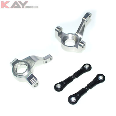 Axial SCX-10 Aluminium Radtr�ger hinten +Lock Linkage (2) silber
