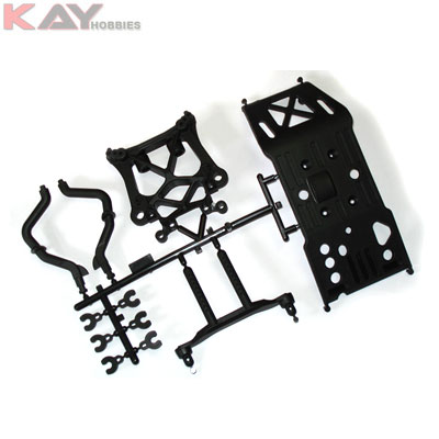 Savage X Skid Plate + D�mpferbr�cke + Karosseriebefestigung Set