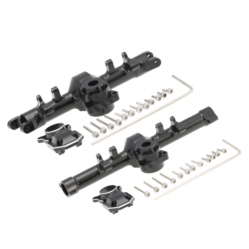 Aluminum Alloy Front and Rear Axle Housing Black with Cover 1set - Axial SCX24
