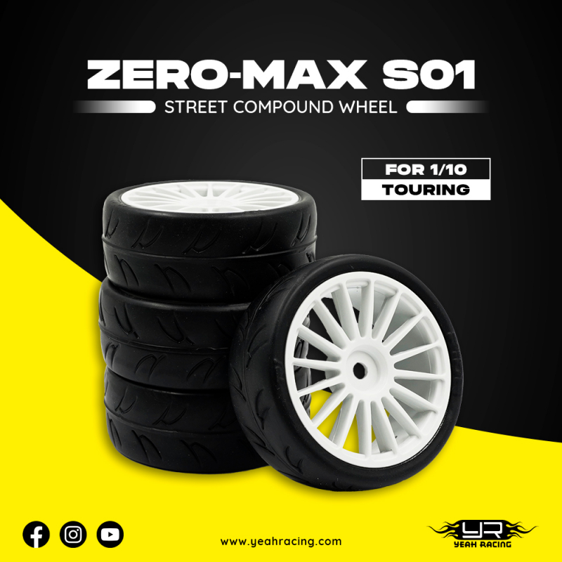 Yeah Racing Zero-Max S01 Street Compound Reifen/Felgen Set für 1/10 Touring