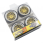 Preview: Yeah Racing Spec D LS Wheel Offset +6 Gold Silver w/Tire 4pcs For 1/10 Drift