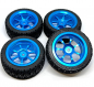 Preview: 1/10 On Road Blue Alu Car Wheels Rubber Tyres 4pcs/set