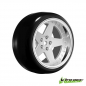 Preview: Drift-Reifen auf Felge 5-Speichen matt-silber (4) 1/10 Drift (2,4,6,8mm Offset, 12mm Radsechskant)