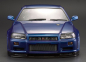 Preview: Killerbody Nissan Skyline R34 Karosserie Metallic Blau 195mm RTU