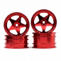 Preview: Yeah Racing Aluminium CNC 5-Speichen-Felgensatz Rot für Tamiya 4WD Buggy