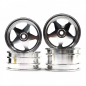 Preview: Aluminum CNC 5 Spoke Rim Set Silver For Tamiya 4WD Buggy