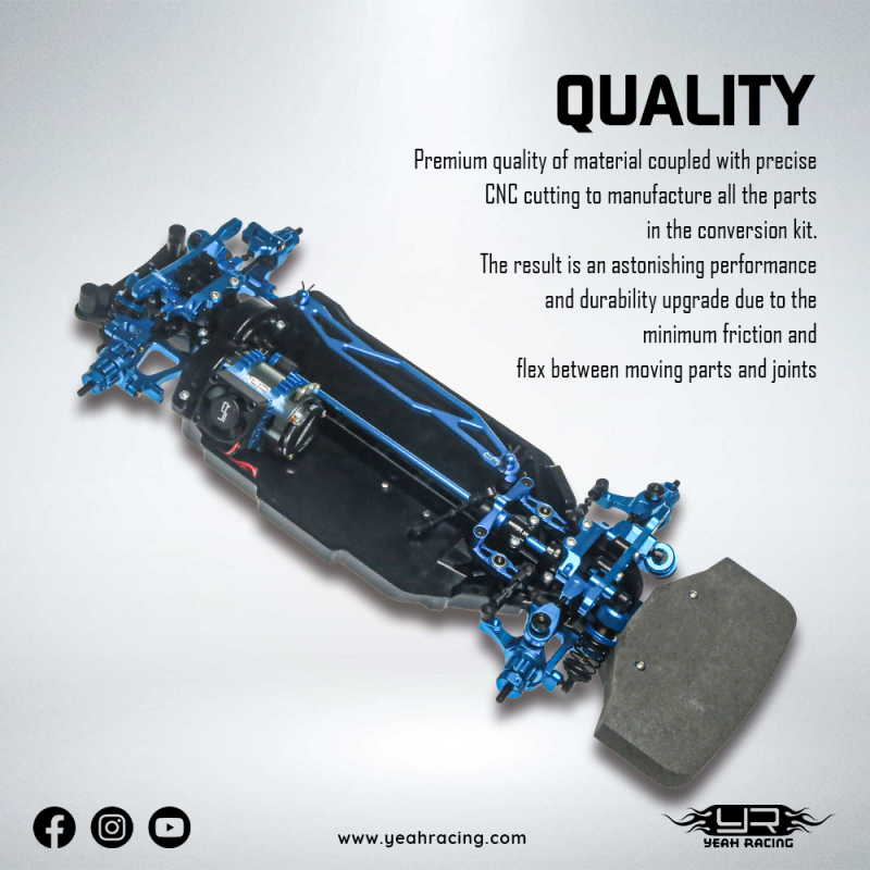 Yeah Racing Aluminium Conversion Kit für Tamiya TT02 (blau)