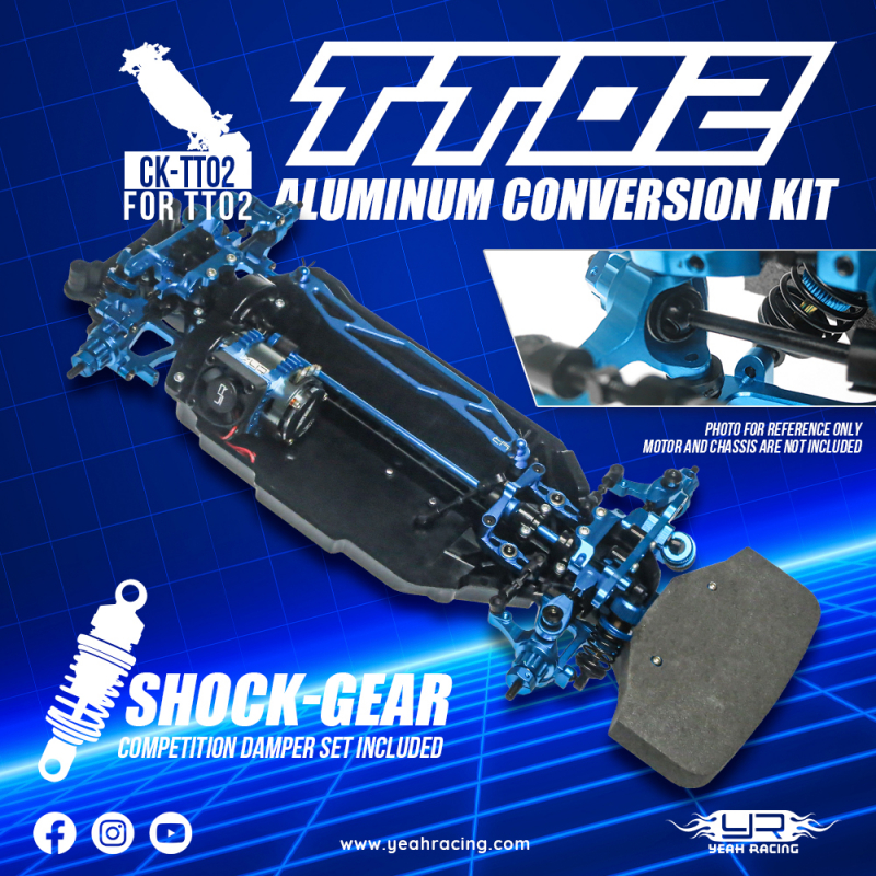 Yeah Racing Aluminium Conversion Kit für Tamiya TT02 (blau)