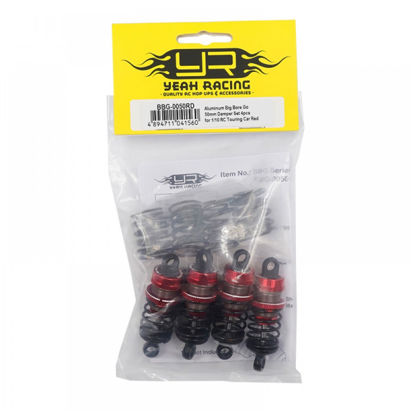 Yeah Racing 50mm Aluminium Big Bore Go Dämpfer Set für 1/10 (Rot)