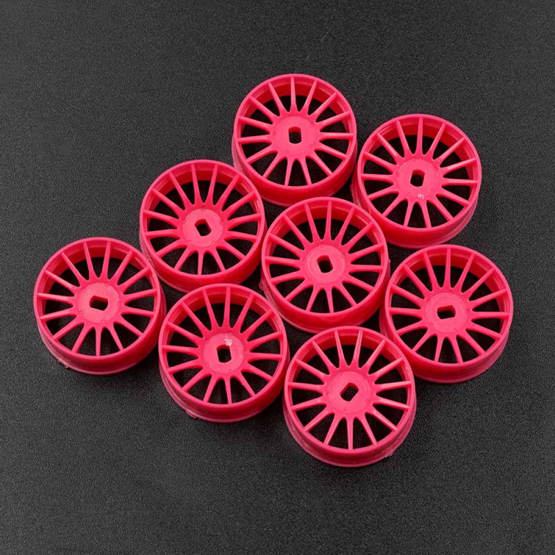 Yeah Racing Plastic Narrow Rim Set 8.5 mm (Offset 0 +1 +2 +3) Florescent Pink For 1/28 AWD Mini-Z