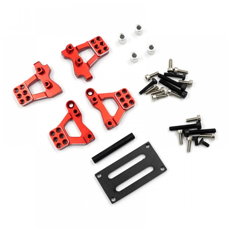 Aluminum Front & Rear Shock Mount Set Fits TRX-4M (Red)