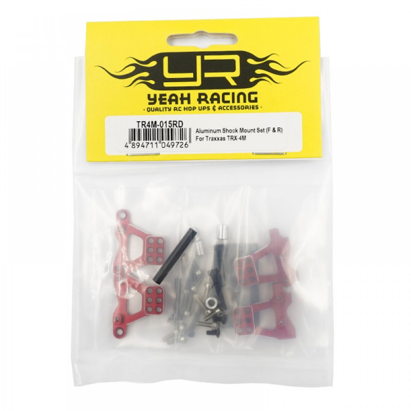 Aluminum Front & Rear Shock Mount Set Fits TRX-4M (Red)