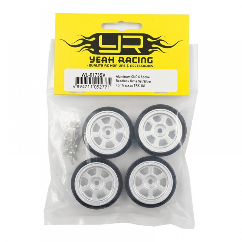 Yeah Racing Aluminium CNC 6S Beadlock Felgen Set Silber für Traxxas TRX-4M