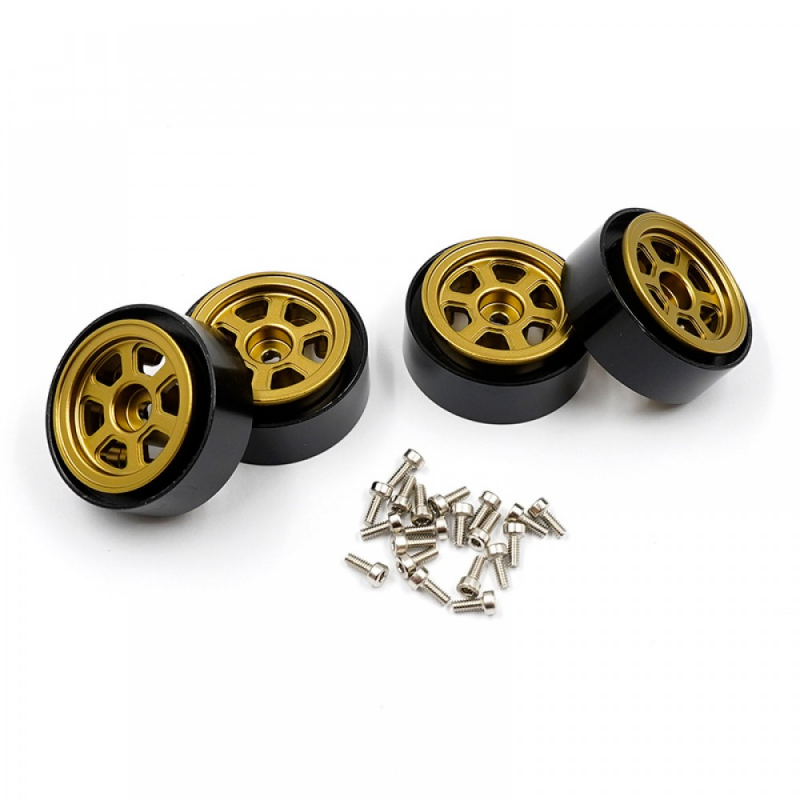 Yeah Racing Aluminum CNC 6 Spoke Beadlock Rims Set Gold Titanium For Traxxas TRX-4M