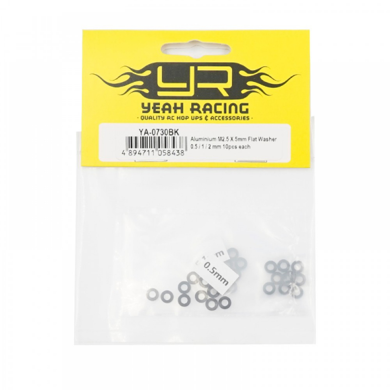 Yeah Racing Aluminium M2.5 X 5mm Flat Washer 0.5 / 1 / 2 mm 10pcs each for MST, Yokomo Drift Cars