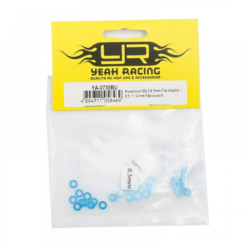 Yeah Racing Aluminium M2.5 X 5mm Flat Washer 0.5 / 1 / 2 mm 10pcs each for MST, Yokomo Drift Cars