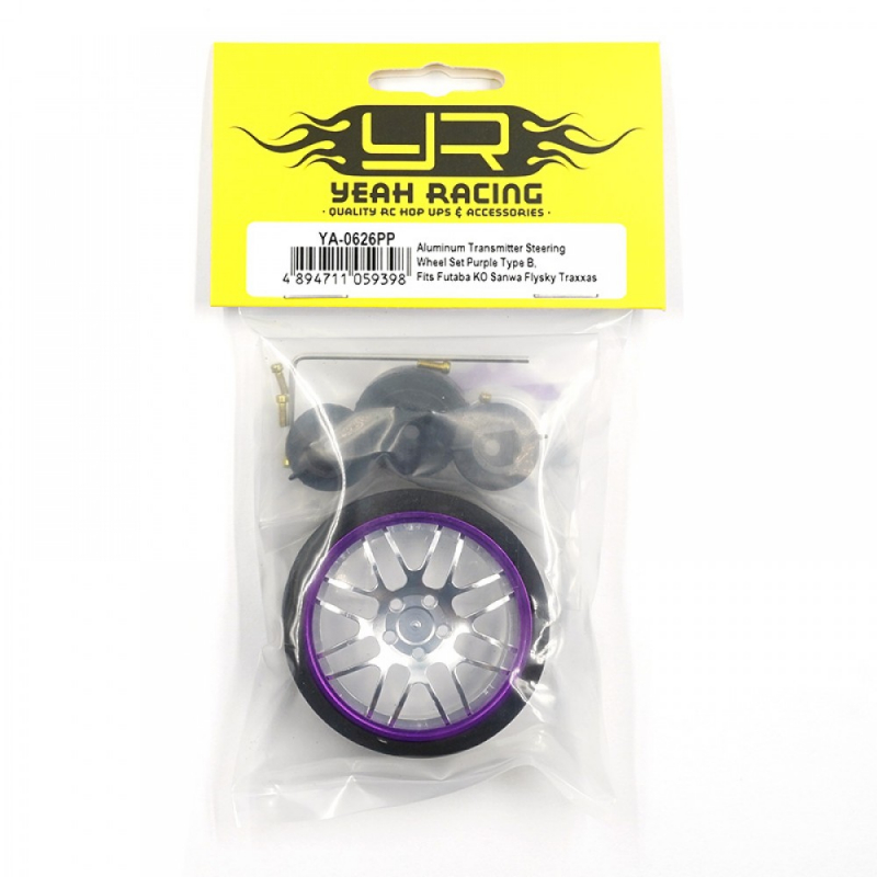 Yeah Racing Aluminium Lenkrad Set Purple Type B, Fits Futaba KO Sanwa Flysky Traxxas