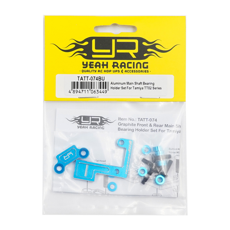 Yeah Racing Aluminium-Hauptwellenlagerhalter-Set blau für die Tamiya TT02-Series