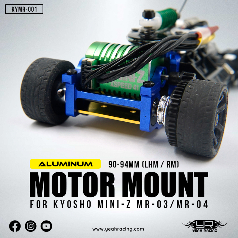 Yeah Racing Motorhalterung aus Aluminium 90-94mm blau für Kyosho Mini-Z MR-03/MR-04