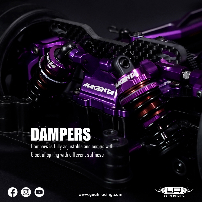 Yeah Racing Magenta Aluminium Conversion Set für Tamiya TT02 Purple