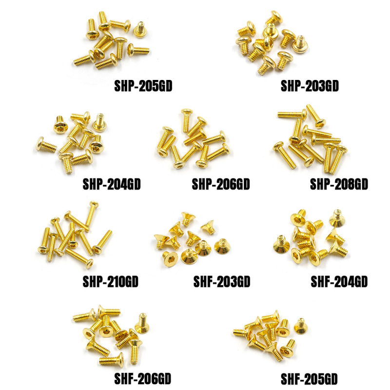 Yeah Racing Stainless Steel Gold Coated M2 Screw Assorted Set (100pcs) w/Mini Box