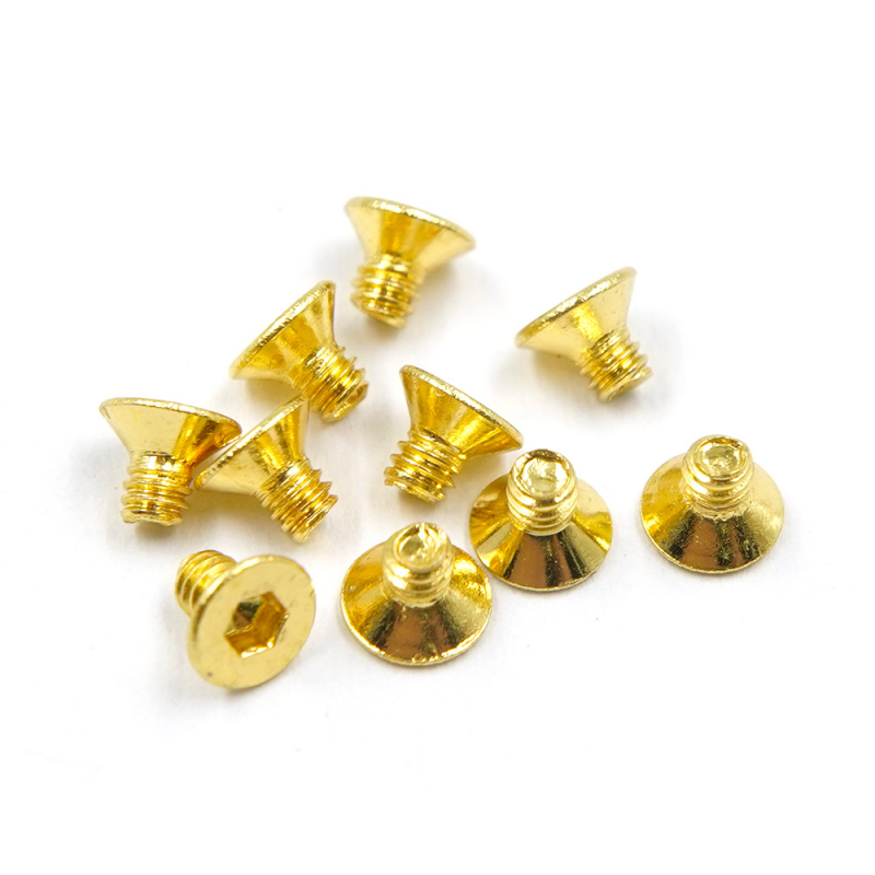 Yeah Racing Stainless Steel Gold Coated Hex Socket Flat Head Machine Screw (M2x3mm) 10pcs