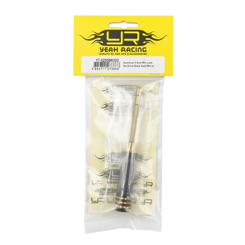 Yeah Racing Aluminum 4.5mm Lock Nut Driver Black Gold (Mini-z)