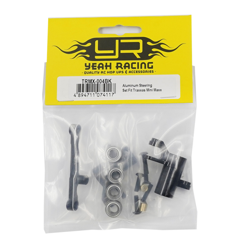 Yeah Racing Aluminum Steering Set Fit Traxxas Mini Maxx Mini XRT black