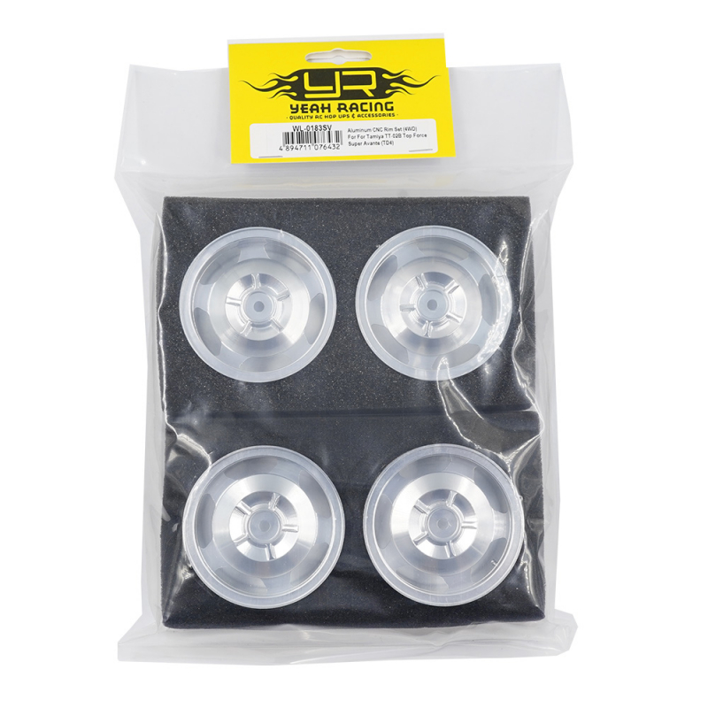 Yeah Racing Aluminium CNC Felgen Silber (4WD) für Tamiya TT-02B Top Force Super Avante (TD4)