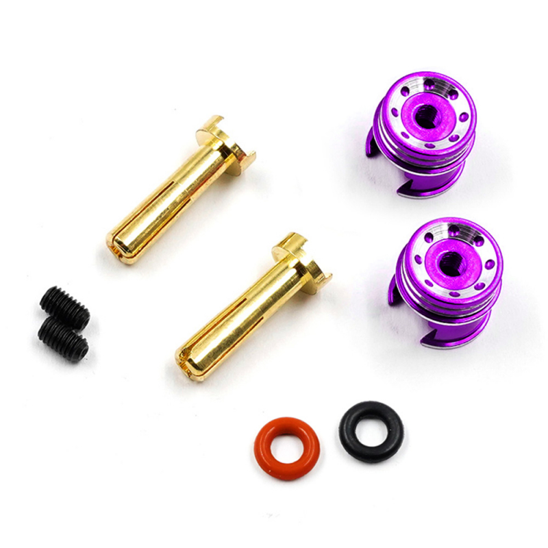 Yeah Racing Aluminum 4mm Bullet Plug w/Grips (Purple)