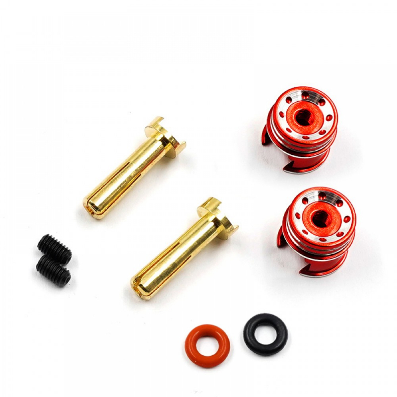 Yeah Racing Aluminum 4mm Bullet Plug w/Grips (Red)