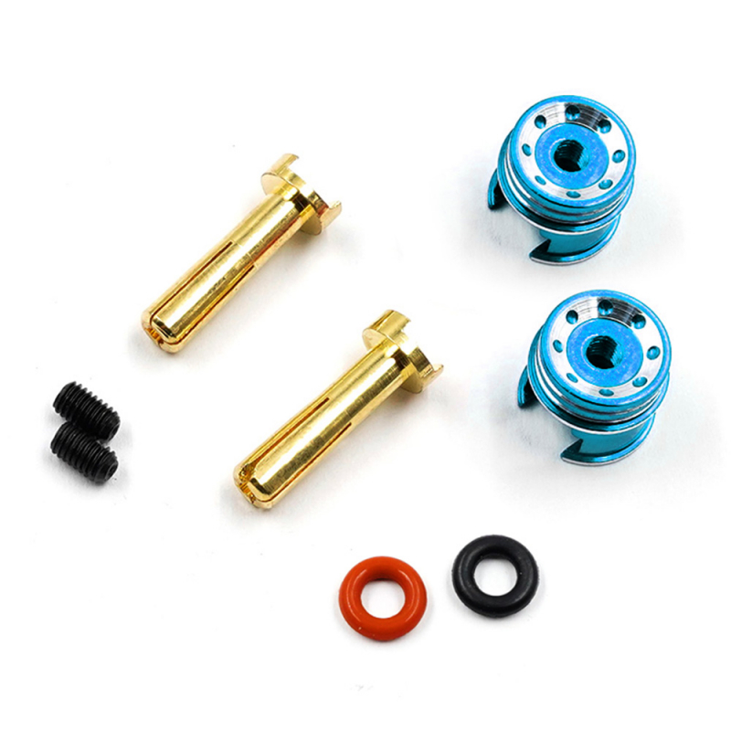 Yeah Racing Aluminum 4mm Bullet Plug w/Grips (Blue)