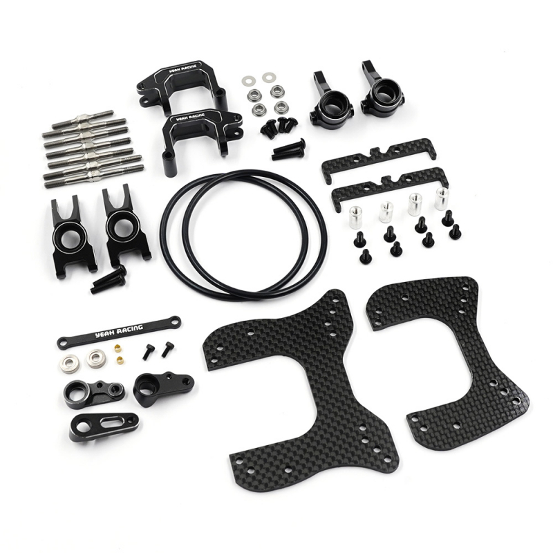 Yeah Racing Aluminum & Carbon Essential Conversion Kit Black For Yokomo Super Dog Fighter Works 91