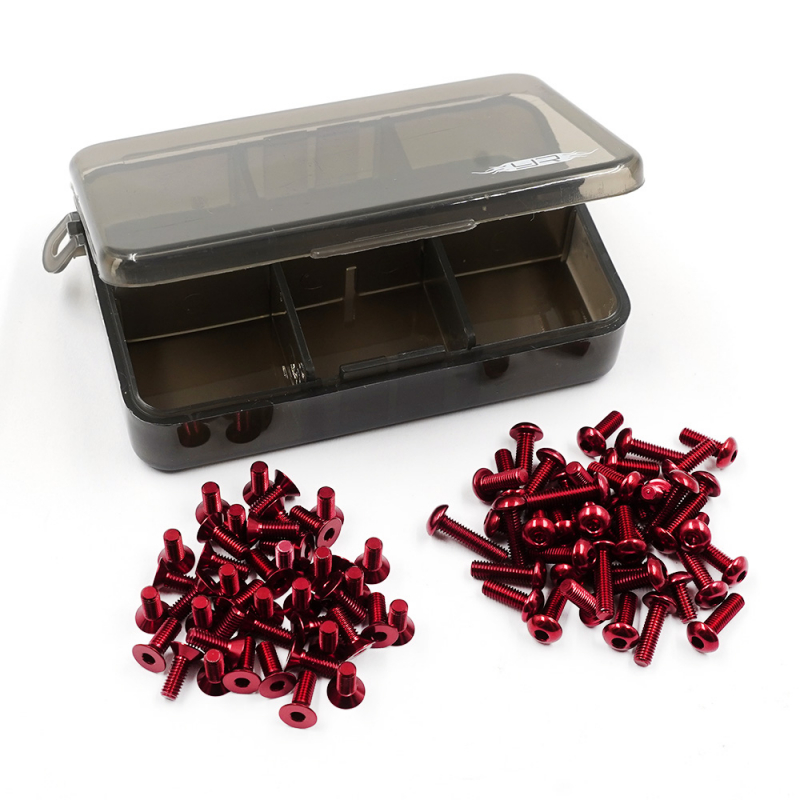 Yeah Racing 7075 Aluminum Screw Assorted Set w/Box For Kyosho Fazer D2 FZD2 - Red