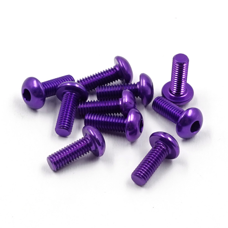 Yeah Racing Linsenkopfschraube purple 7075 Aluminium 3x8mm (10)