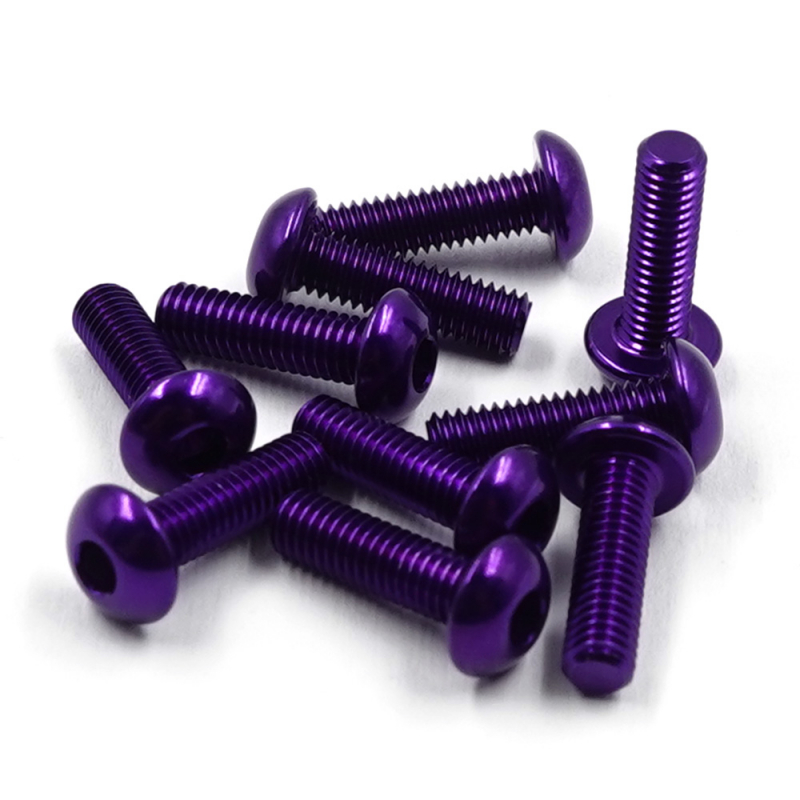 Yeah Racing Linsenkopfschraube purple 7075 Aluminium 3x10mm (10)