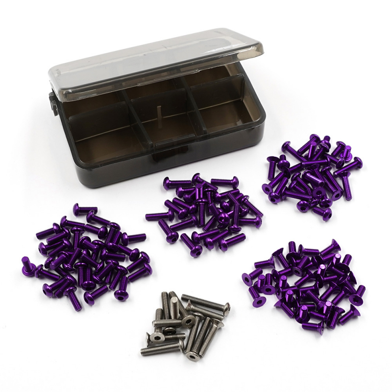 Yeah Racing 7075 Aluminum & Titanium Screw Assorted Set w/Box For ReveD RDX (Purple)