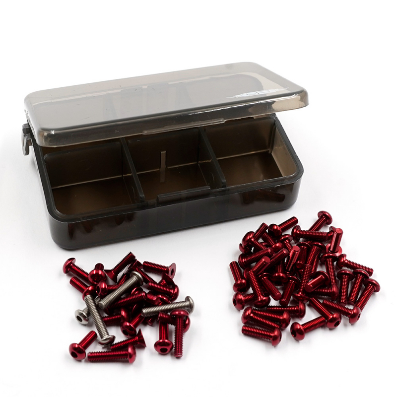 Yeah Racin 7075 Aluminum & Titanium Screw Assorted Set w/Box For Tamiya TT02 (Red)