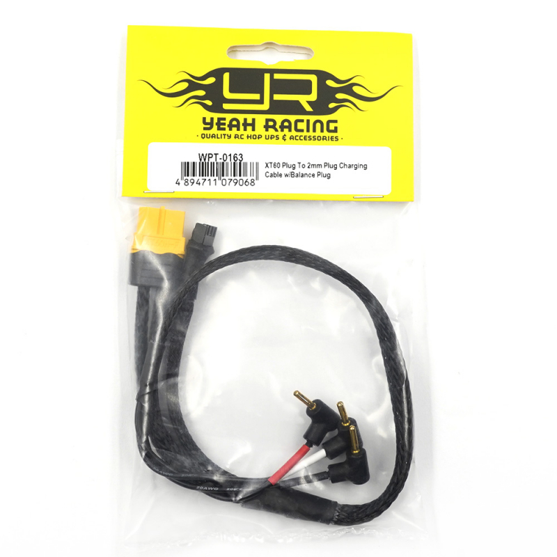Yeah Racing Ladekabel für Micro Akkus - 1/28 -  XT60 Stecker auf 2mm Stecker