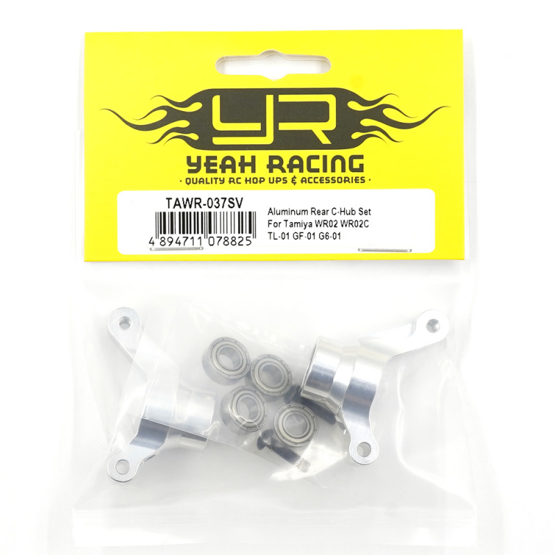 Preview: Yeah Racing Aluminium  C-Hub Set hinten silber für Tamiya WR02 WR02C TL-01 GF-01 G6-01