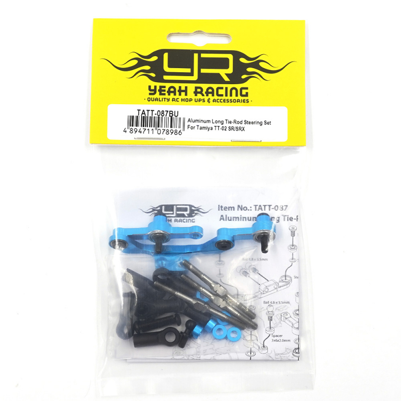 Preview: Yeah Racing Aluminium Lenkungs Set mit langer Spurstange für Tamiya TT-02 SR/SRX