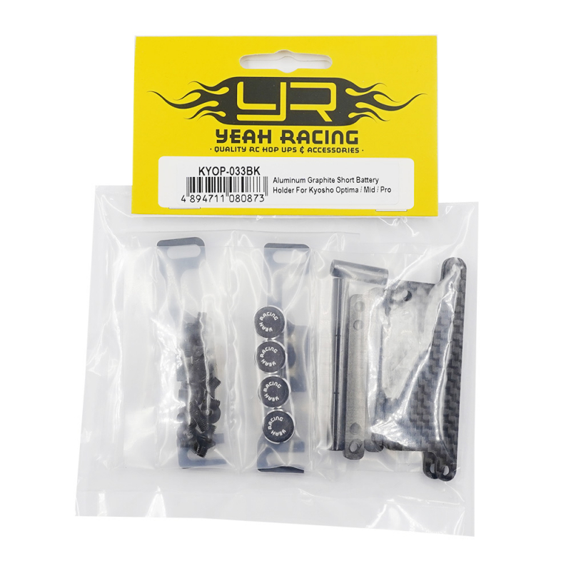 Preview: Yeah Racing Kurzer Batteriehalter aus Aluminium-Graphit für Kyosho Optima / Mid / Pro