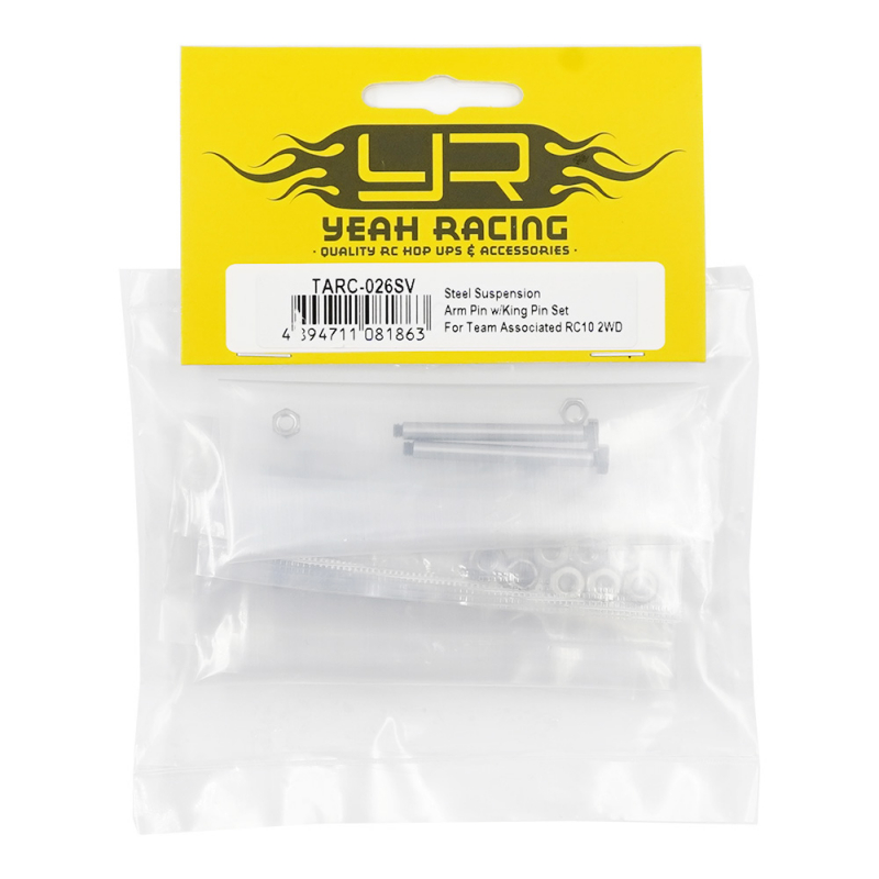 Preview: Yeah Racing Edelstahl Aufhängungsarmstift mit Kingpin Set für Team Associated RC10 2WD
