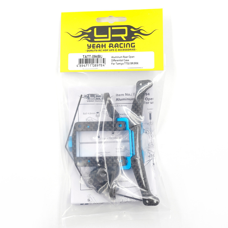 Preview: Yeah Racing Aluminium-Gehäuse für offenes Hinterachsdifferenzial mit Stabilisator-Set für Tamiya TT-02 SR/SRX