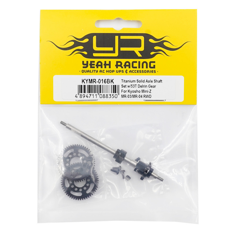Preview: 64 Titanium Vollachsen-Set mit 53Z Delrin-Zahnrad - Kyosho Mini-Z MR-03/MR-04 RWD u. XPRESS Pixel Z1
