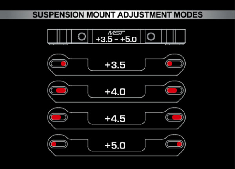 MST Adjustable alum. suspension mount (+3.5~+5.0) (red)