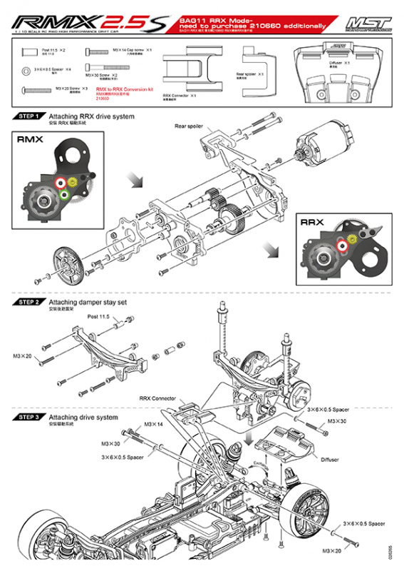 MST RMX 2.0 / 2.5 to RRX Conversion kit