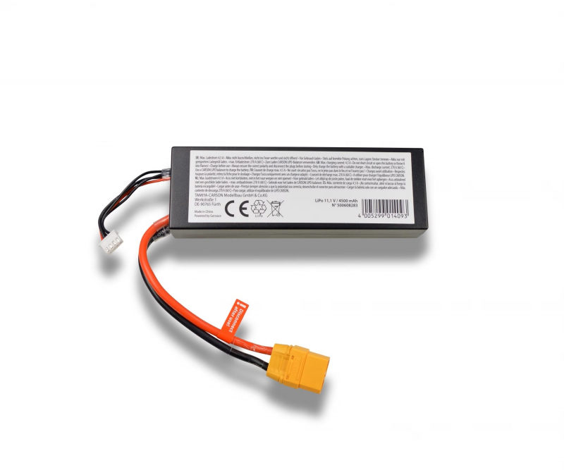 Preview: Carson 11,1V 4500mAh 60C LiPo-Akku, RC-Akku - XT90