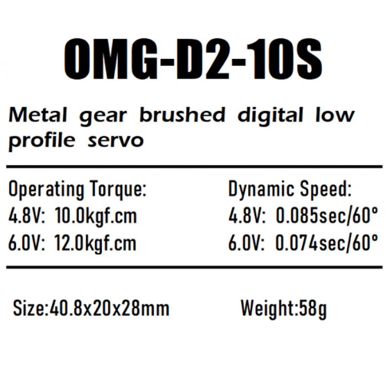 OMG LowProfile Servo D2-10S 12kg/0.07sec @6V - Vollmetall