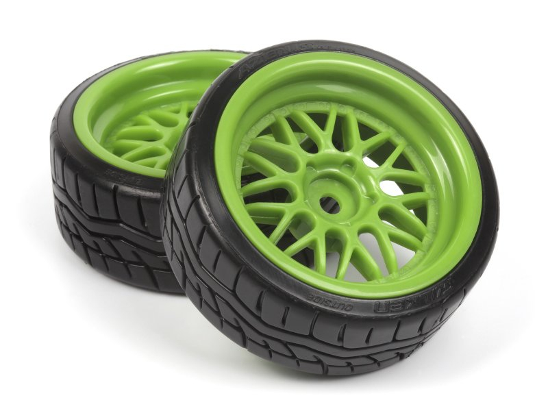 HPI Falken Azenis Drift Reifen /HRE C90 Felgen Grün 6mm Offset 4 Stück
